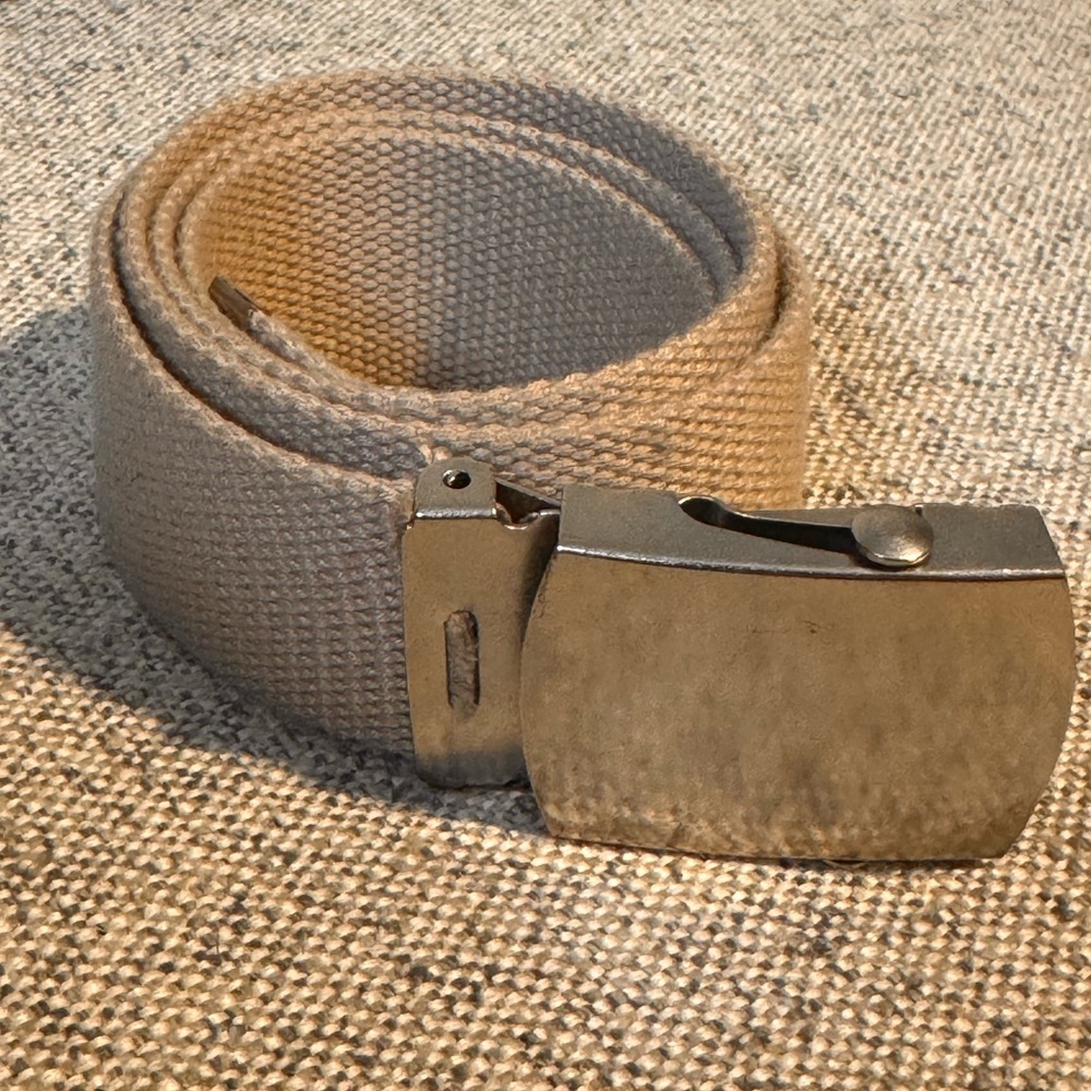 Men's Beige Canvas Belt with Metal Buckle